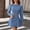 Blue, variant on IUYRTFE Women's Washed Denim Mini Dress with Long Sleeves Crew Neck A Line Flared Hem Casual Jean Dress