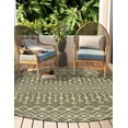 thumbnail image 2 of Unique Loom Outdoor Trellis Collection Area Rug - Tribal Trellis (10' 8" Round Green/Natural), 2 of 6