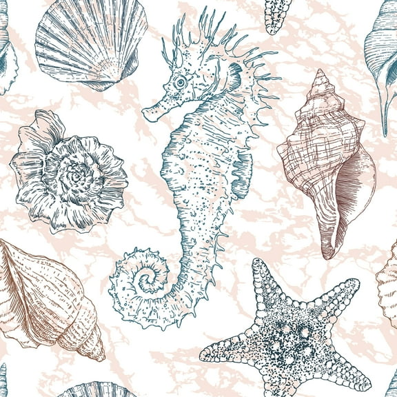 MuralsPrint Marine Seahorse and Corals Removable Wallpaper - 24'' inch x 10'ft
