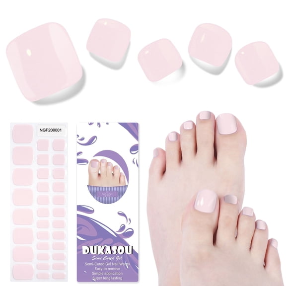 DUKASOU Nail Strips-Semi Cured Gel Toenail Strips (32Pcs), Salon DIY Solid Color Toenail Stickers, Long Lasting Nail Art Stickers Kit for Adults, Peach Orchard