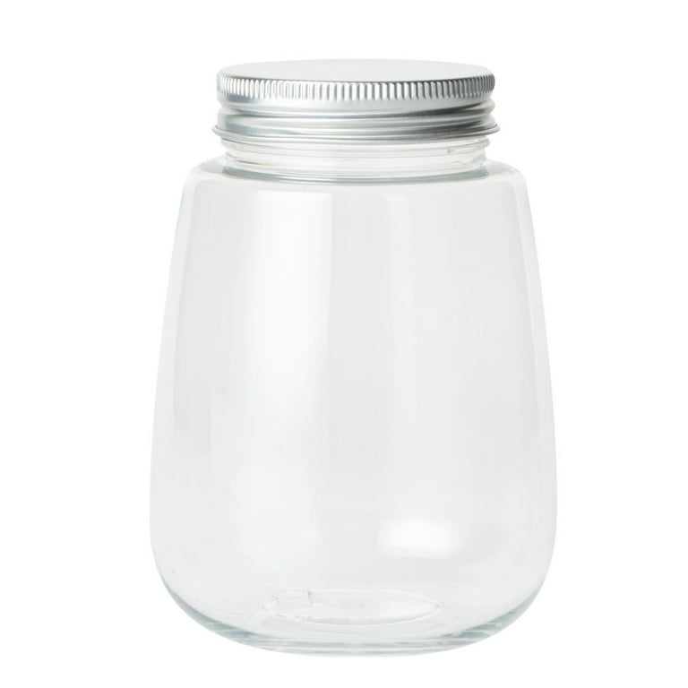 Bottle Tek 12 oz Clear Plastic Candy Jar / Juice Bottle - with Aluminum Lid  - 3 x 3 x 4 - 100 count box