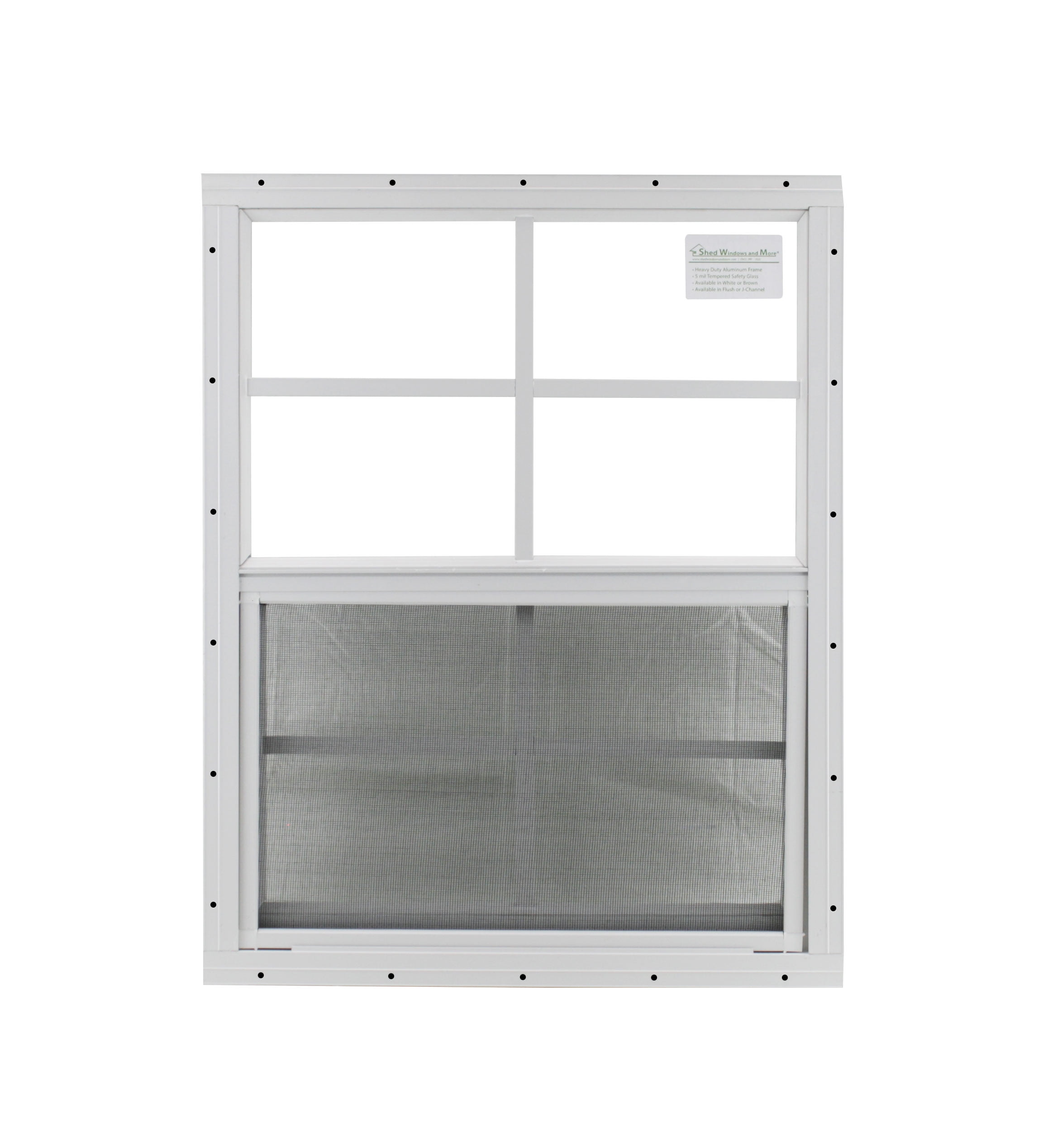 Shed Window 18" x 27" White Flush Safety Tempered Glass Playhouse