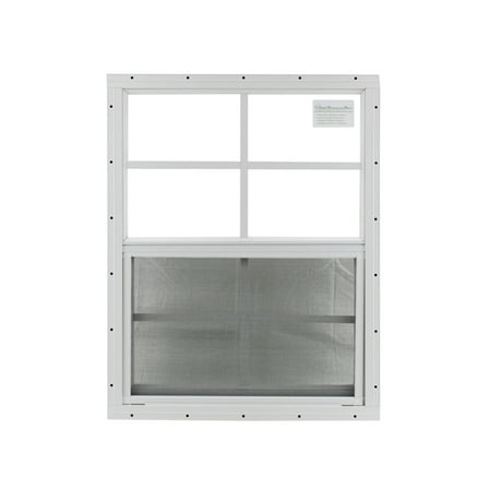 Shed Windows and More 18" x 23" Aluminum Window, Safety/Tempered Glass, White Flush Mount
