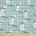 thumbnail image 2 of Ambesonne Ski Pattern Fabric by the Yard Microfiber, Skiing Bear and Snowing, 2 Yards, Purpleblue Magenta and White, 2 of 2