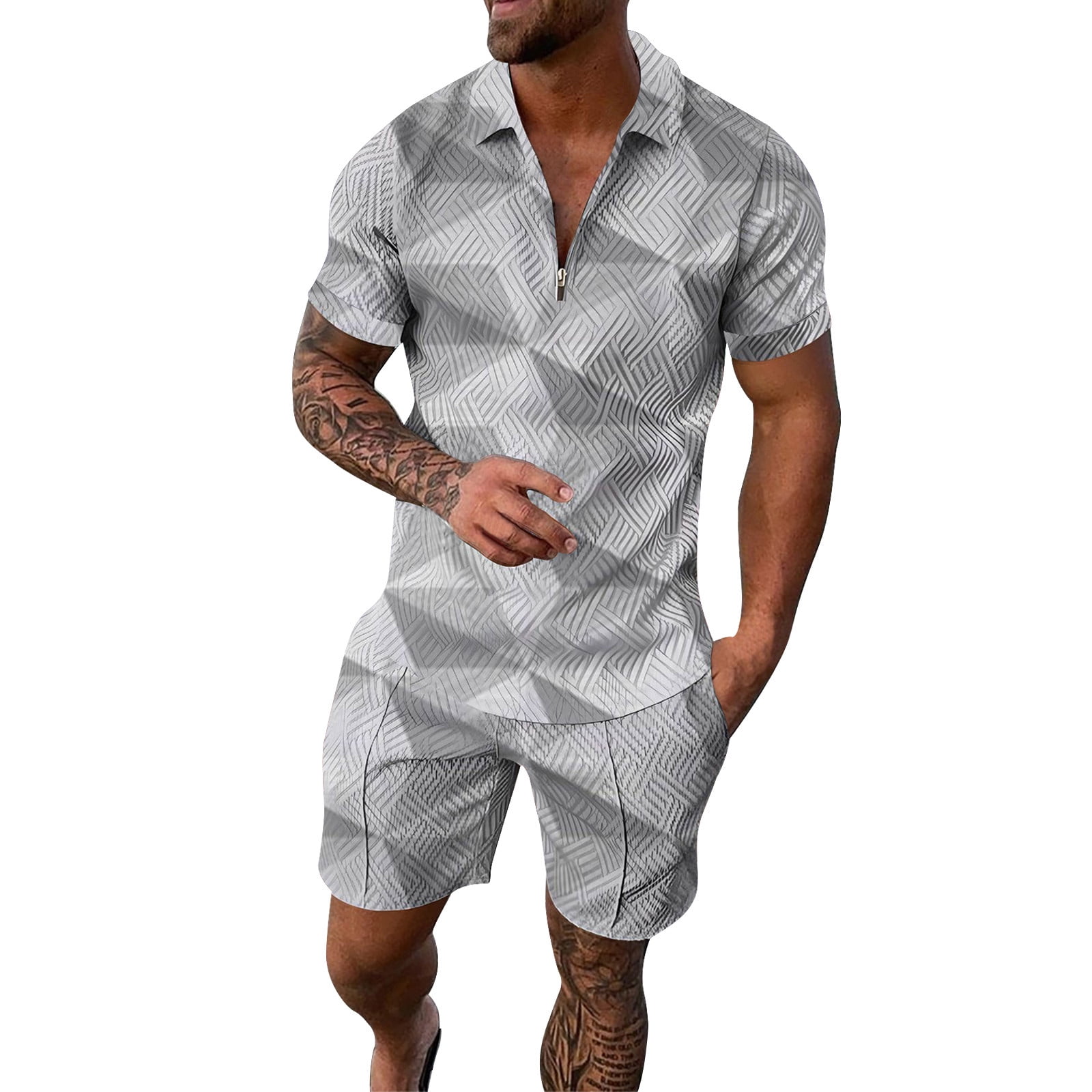 Men Leisure Suits Mens Short Sleeve Casual Shirt And Shorts Sets Two ...