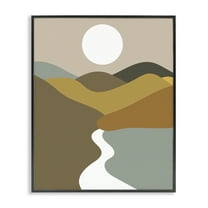 Stupell Industries River Towards Mountains Landscape Painting Black Framed Art Print Wall Art, 16 x 20