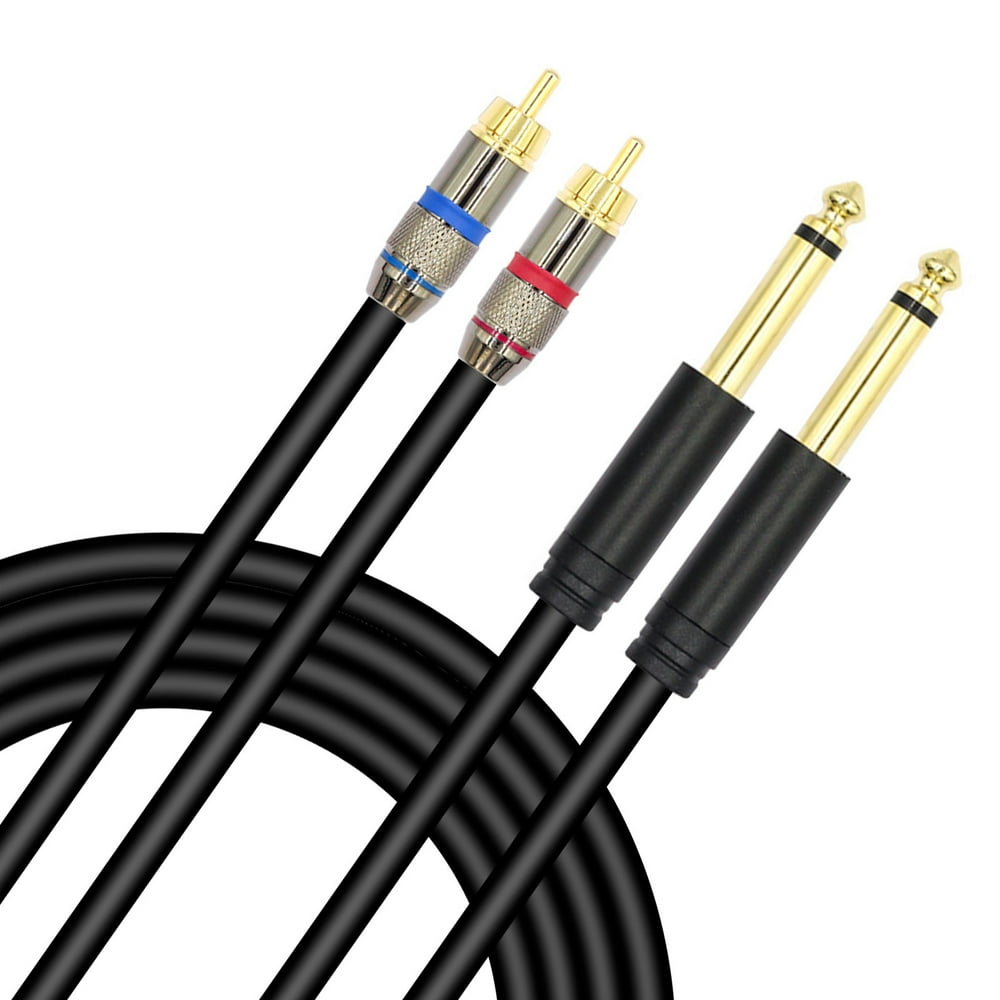 EEEkit GoldPlated dual 6.35mm 1/4 inch Male TRS Stereo Plug to 2 RCA Phono Male Audio Y
