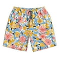 thumbnail image 4 of Bixox Men's Watercolor Wildflowers printing Casual Classic Fit Short Summer Beach Shorts, 4 of 6