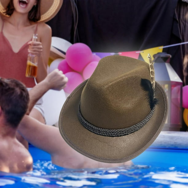 Sombrero de vaquero occidental para mujer y hombre, sombrero de jazz para disfraz, accesorios para fiestas temáticas. Marrón