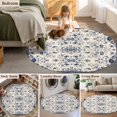 thumbnail image 5 of Round Rugs 3Ft, Boho Ethnic Round Area Rug Washable Indoor Throw Carpet, Vintage Shabby Southwest Floral Motifs Small Non Slip Circle Rug for Bedroom Living Room Home Decor Aesthetic, 5 of 8