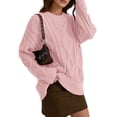 thumbnail image 2 of Suéteres de Cuello Redondo de Punto Extragrandes para Mujer Rosa L, 2 of 6