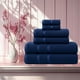 thumbnail image 4 of Juego de 6 Toallas de Microfibra Suaves y Absorbentes Azul marino Cuerpo, Manos y Facial | Kyuden Home KYUDEN HOME Stripe, 4 of 4