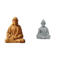 2 Pieces Sacred Heart Jesus Statue Buddha Monkey Figurine Sandstone Artistic Sculpture for Home Church Garden