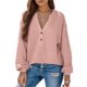 thumbnail image 1 of Blusa elegante casual con cuello en V, punto gofrado, blanca, dokotoo para mujer, 1 of 7