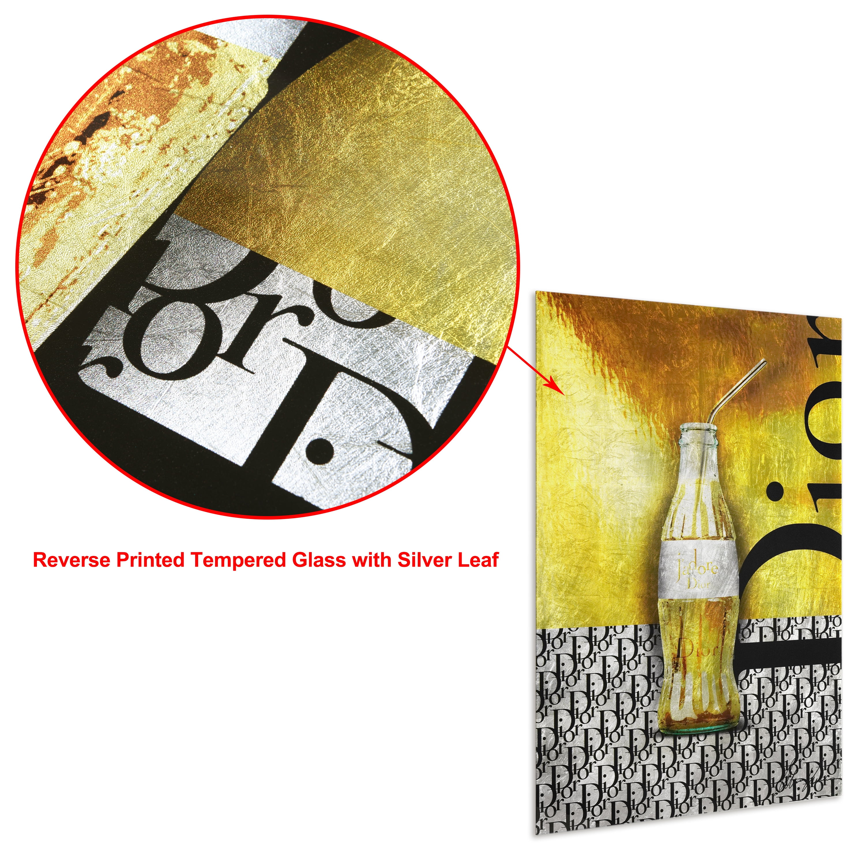 "D's Luxury Liquid Therapy" Reverse Printed Tempered Glass with Silver Leaf