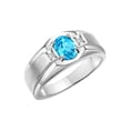 thumbnail image 3 of RYLOS Men's Rings Sterling Silver Classic 7X5MM Oval Gemstone & Diamond Ring Blue Topaz December Birthstone Rings For Men, Silver Rings, Size 13, 3 of 7