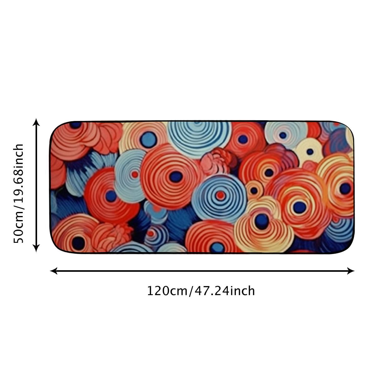 Qinduosi Vintage Floral Front Door Mat Welcome Mat, Non-Slip&amp;Absorbent Indoor Door Mats, Durable Rubber Backing Floor Doormat for Entryway, Patio, Porch, Orange Blue 19.68*47.24 in
