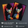 thumbnail image 2 of Sphynx Cat Lover Gift Pet Portrait Colourful Artwork Painting Art Print Framed Poster Wall Decor 12x16 inch, 2 of 5