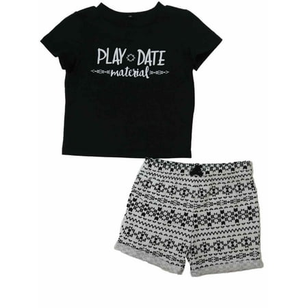 Da Tex Material - Infant Boys Black Play Date Material Tribal Print Tee & Shorts 2 Pc Outfit Set