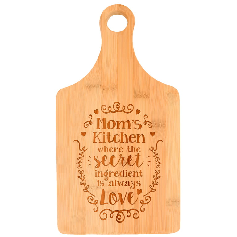 Engraved Bamboo Cutting Board - Mom's Kitchen