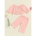 thumbnail image 4 of Suealasg Little Girl 2Pcs Fall Outfits Long Sleeve Smocked Tops + Wide Leg Pants Set 1T 2T 3T 4T 5T Toddler Girl Autumn Clothes, 4 of 7