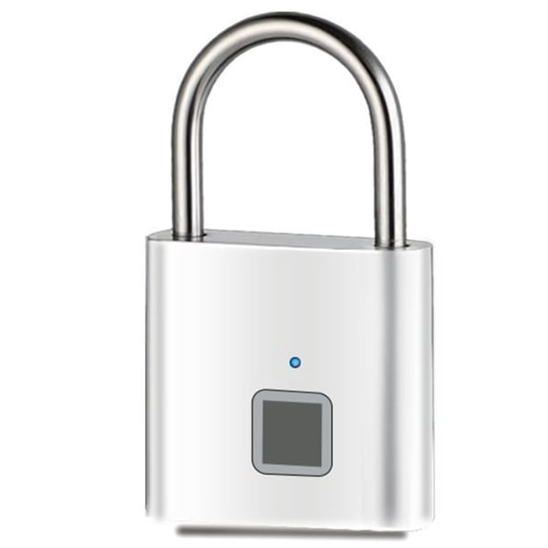 Cerradura de Huella Digital Cerradura Electrónica Cerradura de Huella Digital Candado Exterior Impermeable y A Prueba de Herrumbre Plata