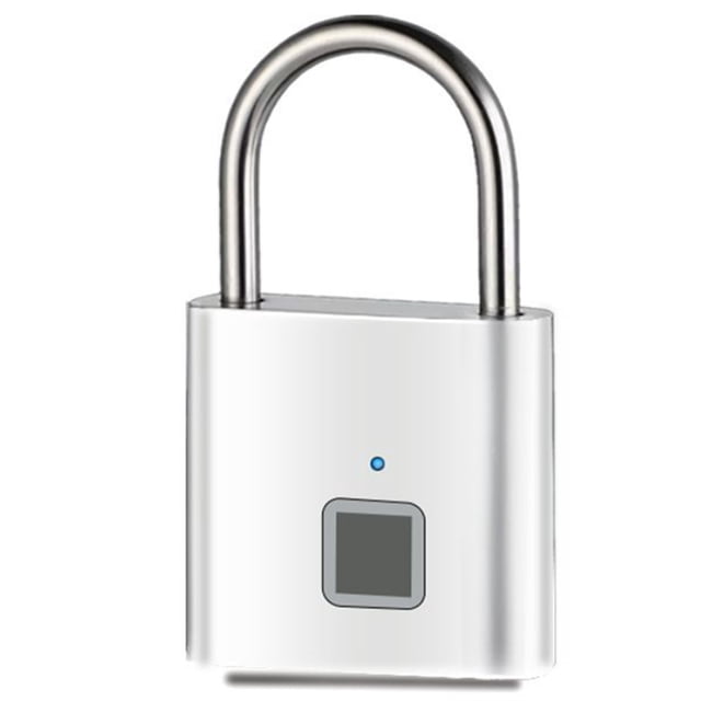 Cerradura de Huella Digital Cerradura Electrónica Cerradura de Huella Digital Candado Exterior Impermeable y A Prueba de Herrumbre Plata