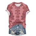 thumbnail image 6 of Aobny Plus Size Spring Womens Tops Red T-Shirt Short Sleeve Western Crew Neck Women's Tops, 6 of 6