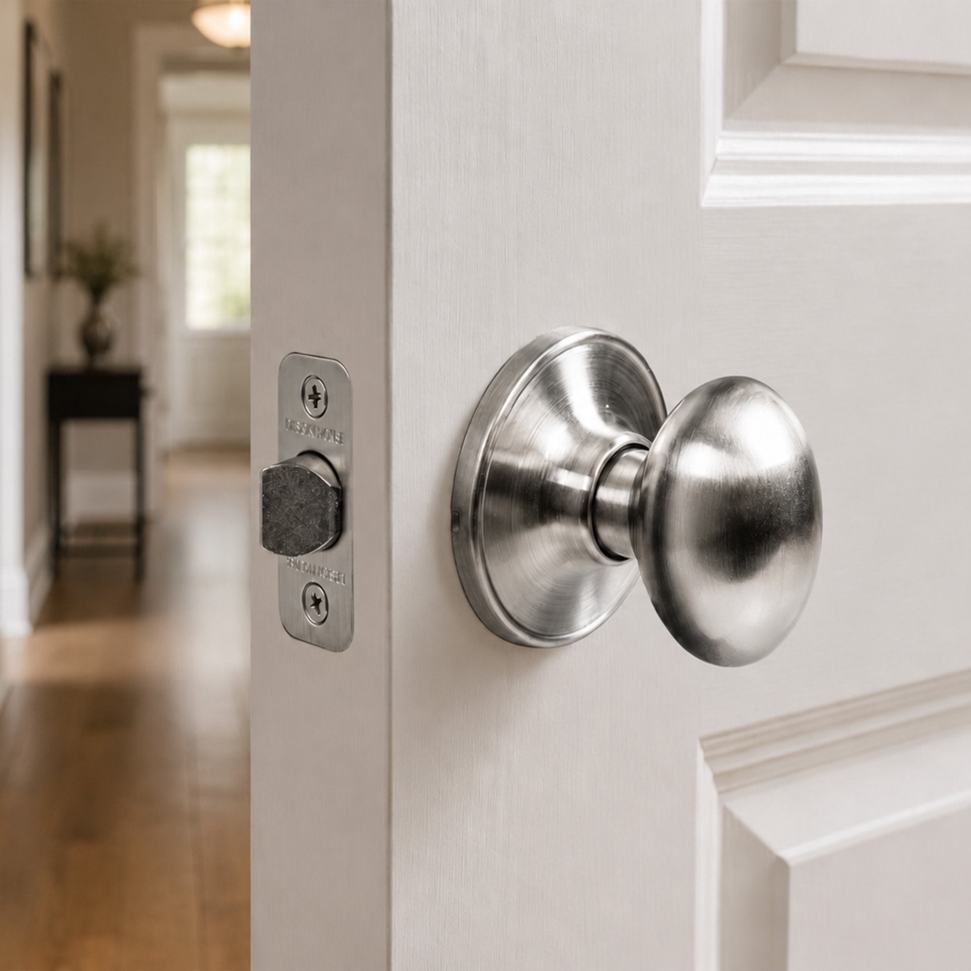 Satin Nickel Egg Passage Door Knob, Hall and Closet, Left and Right Hand, ANSI Grade 3, UL Listed