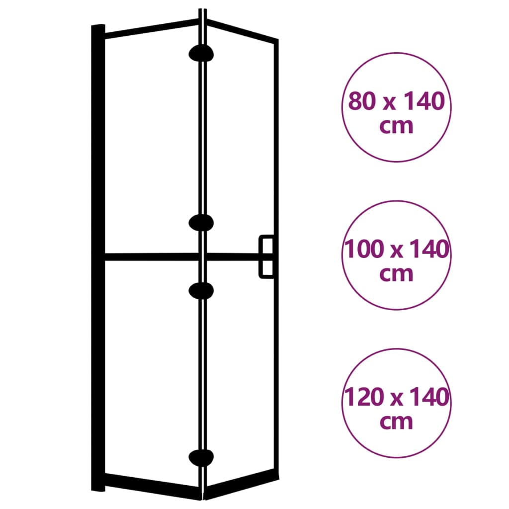 vidaXL Folding Shower Enclosure ESG 31.5"x55.1" Black