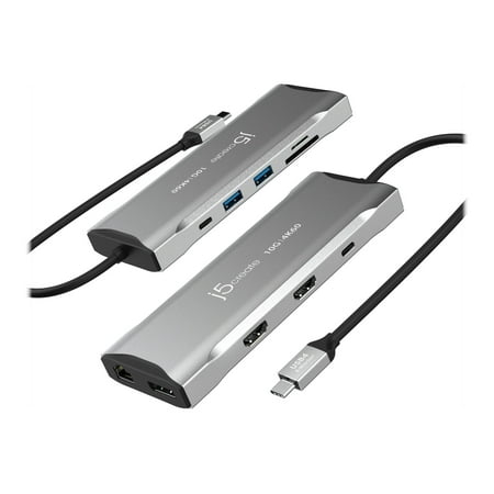 j5create - 4K60 Elite USB-C Triple-Monitor 10Gbps Mini Dock - Space Grey