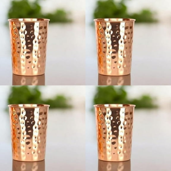 Nirmal Ganga Copper Glass, Diamond Design, 250 ml – Pack of 4