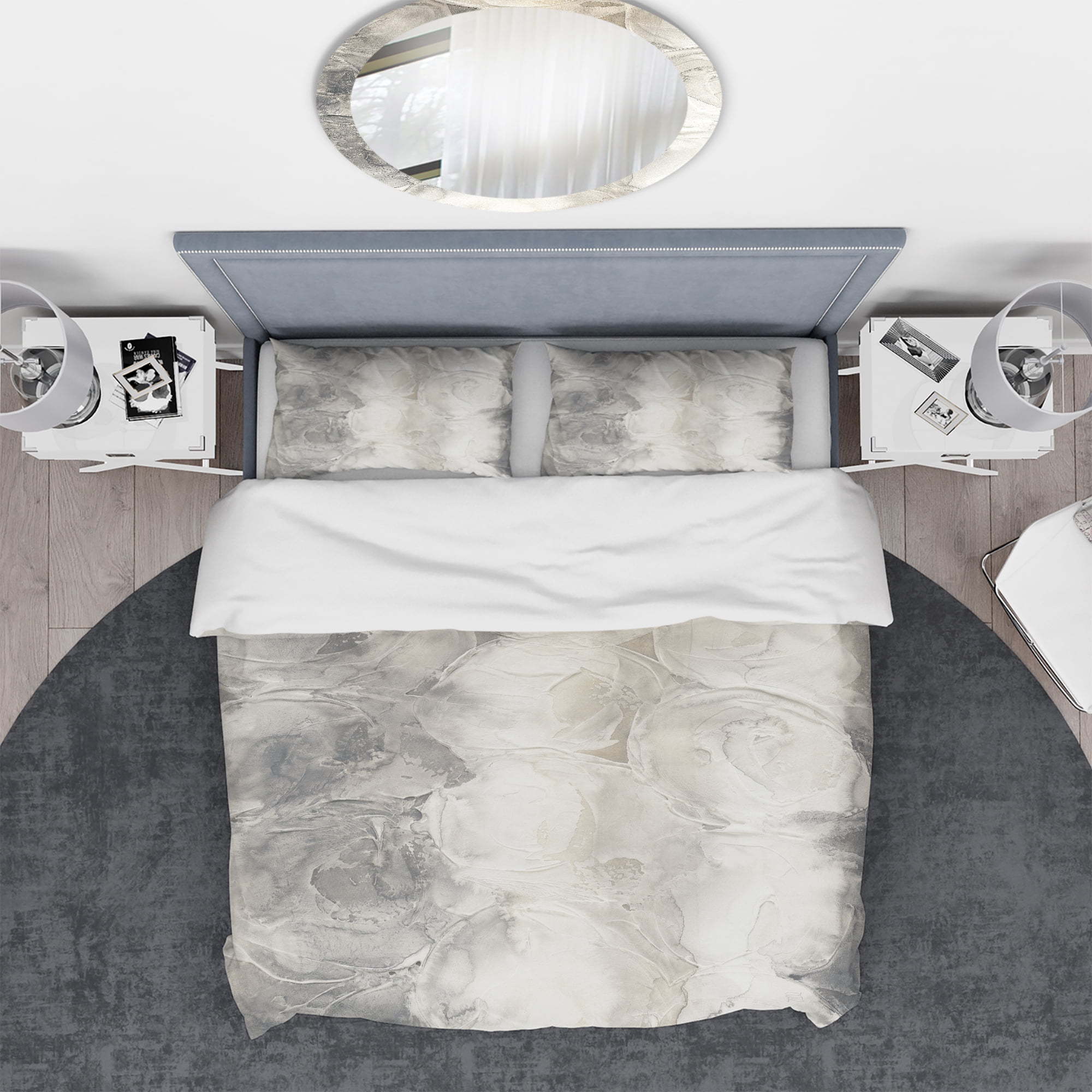 Designart 'Gray Circles I' Geometric Duvet Cover Set