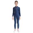thumbnail image 1 of Kaerm Body de Danse pour Filles avec Strass Manches Longues Unitard Extensible Bleu Marine 14, 1 of 6