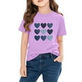 thumbnail image 2 of Cethrio Girls Cotton T-shirts, Crew Neck Soft Short Sleeve Summer Graphic Tees for Girl Purple Size 6, 2 of 3