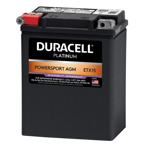 Duracell AGM Powersport Battery, Group Size ETX15