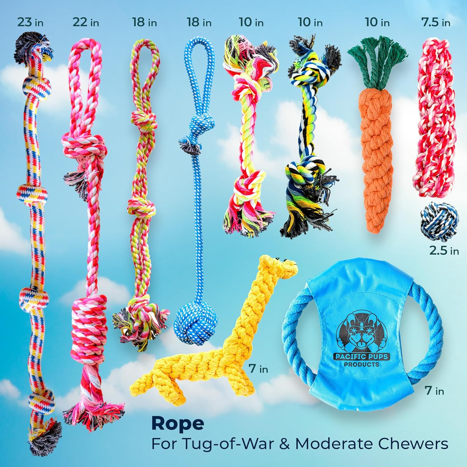 Dog Rope Toys for Medium Dogs 11 Pack - 11 Dog Toy Pack & Puppy Teething Rope Tug of War Dog Toys, Chew Toys to Keep Them Busy, Puppy Chew