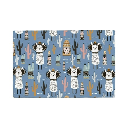

Table Placemats Set of 4 - Llamas And Cactus 12x18 In Faux Linen Double Heat Resistant Place Mats Cloth Indoor/Outdoor Placemats Washable Table Mats for Dining Kitchen Party