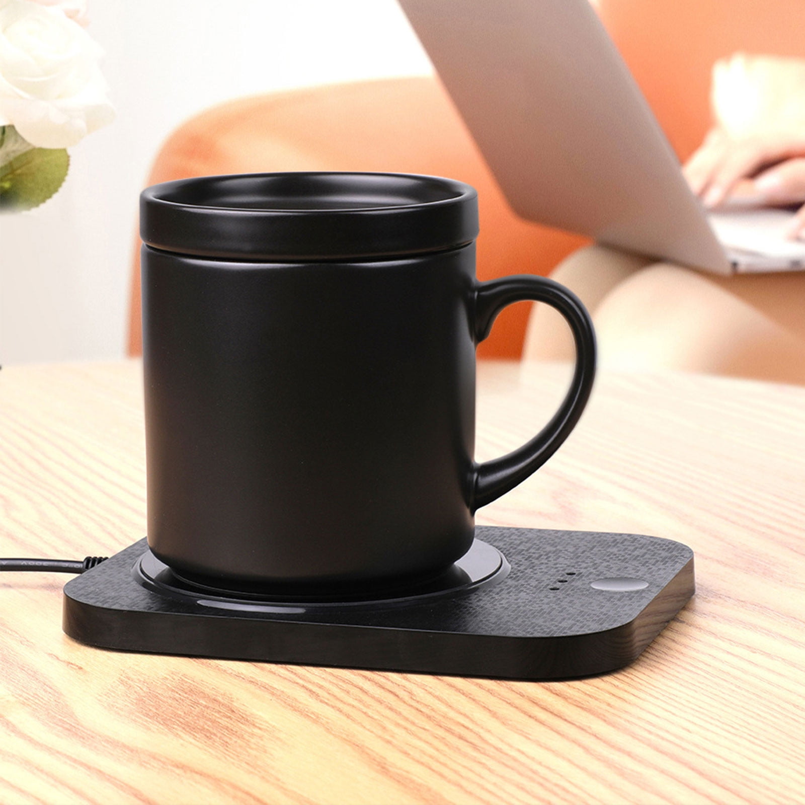 RKSTN Coffee Mug Warmer & Mug Set,Self Heating Mug with Wireless Smart  Charging,Mug with Lid 12oz,Perfect for Desktop Home Office,Gift for Coffee