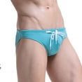 thumbnail image 3 of Men Solid Color Drawstring Low Waist Bikini Briefs Swimwear Swimming Trunk, 3 of 9