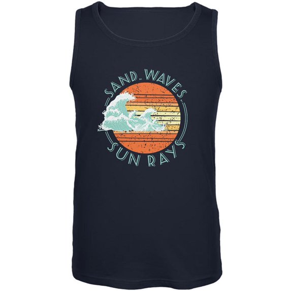 Sand Waves Sun Rays Mens Tank Top Navy 2XL