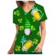 thumbnail image 2 of Día de San Patricio Mujer Cuello en V Casual Manga corta Impreso Bolsillos Señoras Tops Blusa Uniforme Pompotops hkajfhjk459846, 2 of 4
