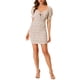 thumbnail image 2 of INSPIRE CHIC Women's Puff Sleeve Sweetheart Neck Floral Smocked Mini Bodycon Dress White M, 2 of 5