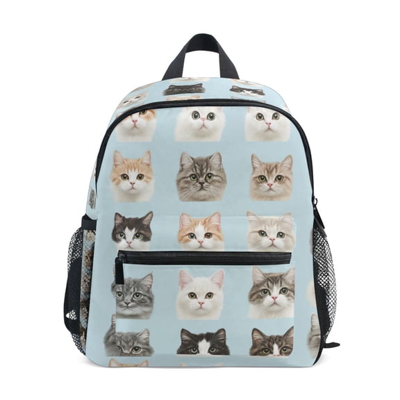 FORMRS School Backpack with Front Zippered Pocket 12" Student Travel Daypack, Cute Cat Faces