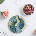 thumbnail image 4 of FMSHPON Peacock and Hydrangea Vintage Set of 4 Round Coaster for Drinks, Absorbent Ceramic Stone Coasters Cup Mat with Cork Base for Home Kitchen Room Coffee Table Bar Decor, 4 of 6