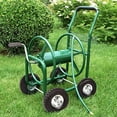 Garden Water Hose Reel Cart Tools With Wheels Garden Lawn Water Truck Water Planting Cart Heavy Duty Outdoor Yard Water Planting Holds 300-Feet Of 5/8-Inch Hose With Storage Basket (Black