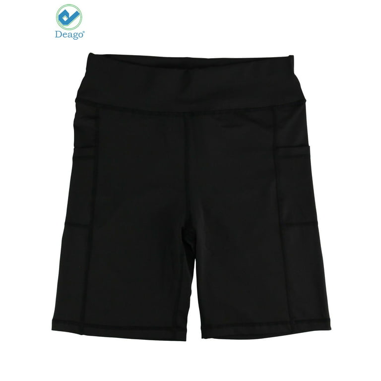 Deago Yoga Shorts for Women High Waist Workout Shorts Tummy Control Running  Biker Shorts with Side Pockets (Black, M)
