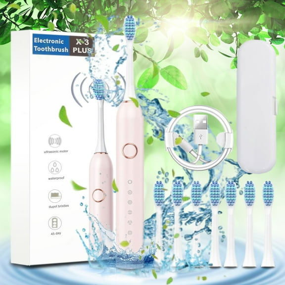 Yatlte Electric Toothbrush for Adults, Rechargeable Ultrasonic Electric Toothbrush with 8 Brush Heads, Travel Case, Charging Base & Wireless Charging - 6 Modes with Smart Timer