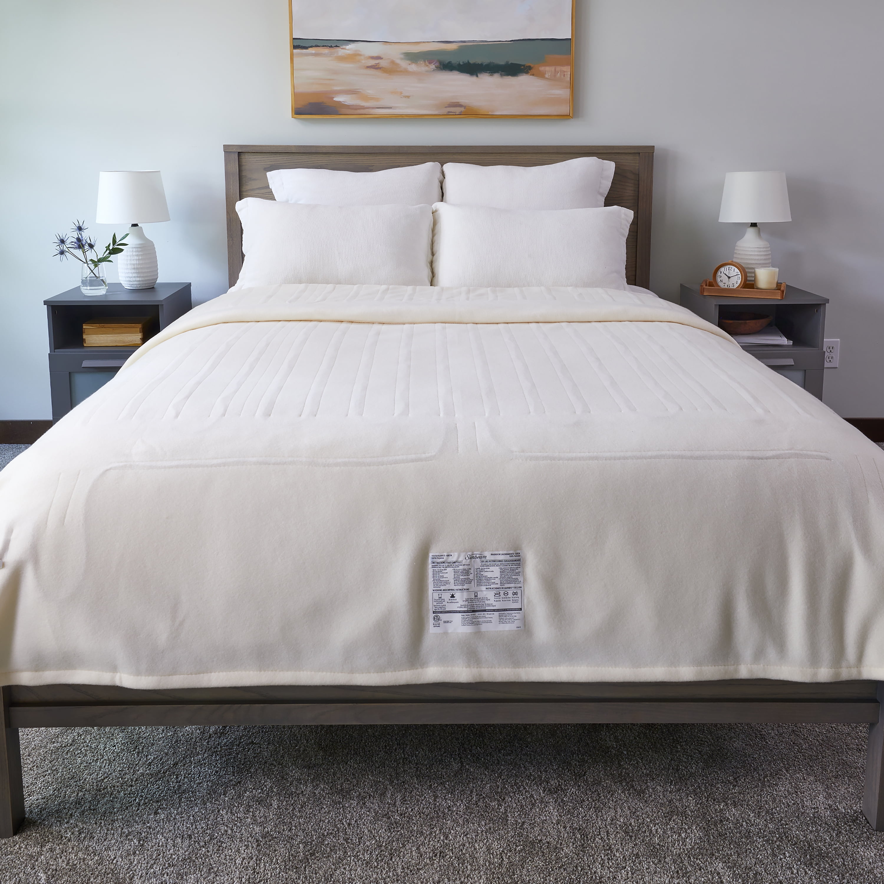Sunbeam Cream Ultrafleece Heated Blanket - King