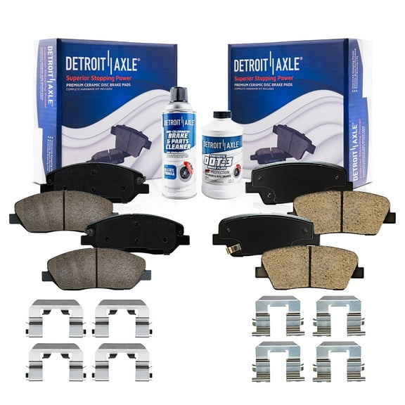 Detroit Axle - Front & Rear Ceramic Brake Pads w/Hardware Replacement for Hyundai Entourage Kia Sedona